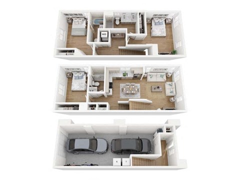 the 3d floor plan of a modern home